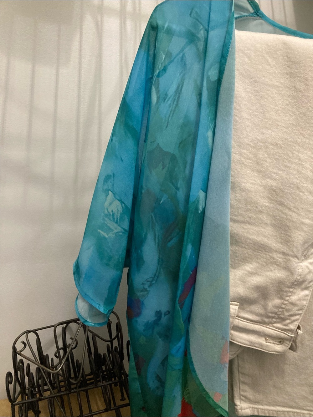 Lightweight Teal Floral Sheer Jacket